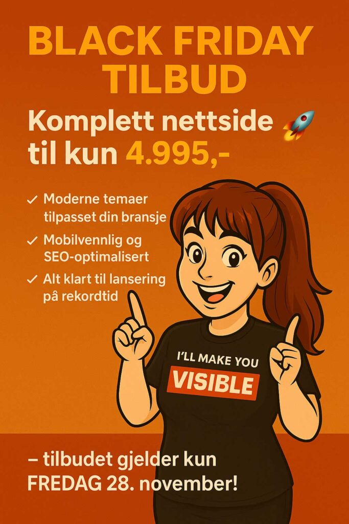 Black Friday-tilbud: komplett nettside for 4.995,-